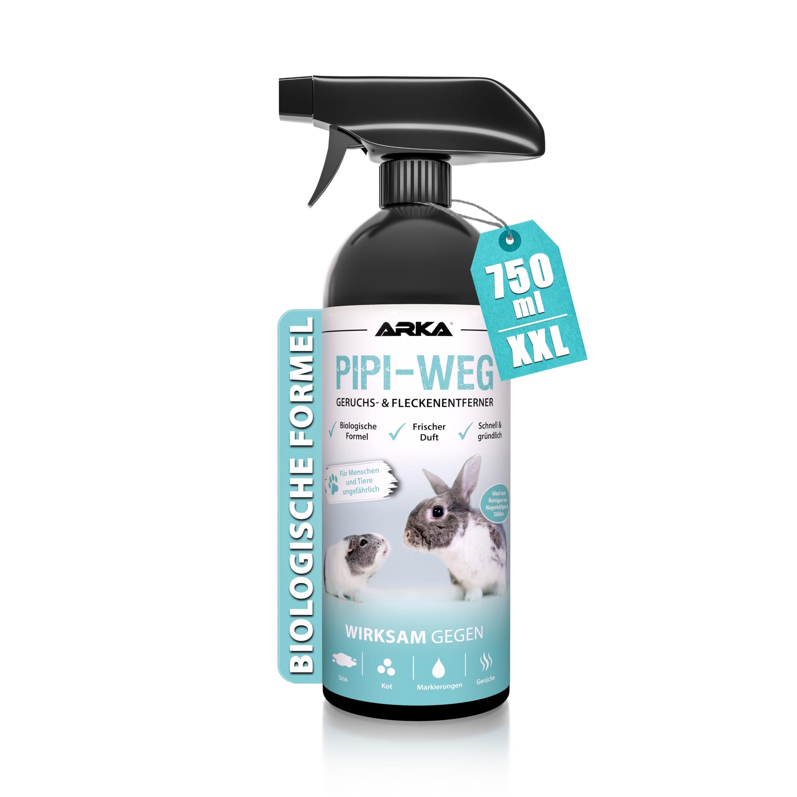 Nagerkäfig Reiniger Spray 750ml – Biologischer Geruchs- & Fleckenentferner gegen Urin, KOT & Tiergerüche – Enzymreiniger für Kleintierkäfig & Gehege – PIPI-Weg von ARKA 750 ml Angebot bei HelloDeals