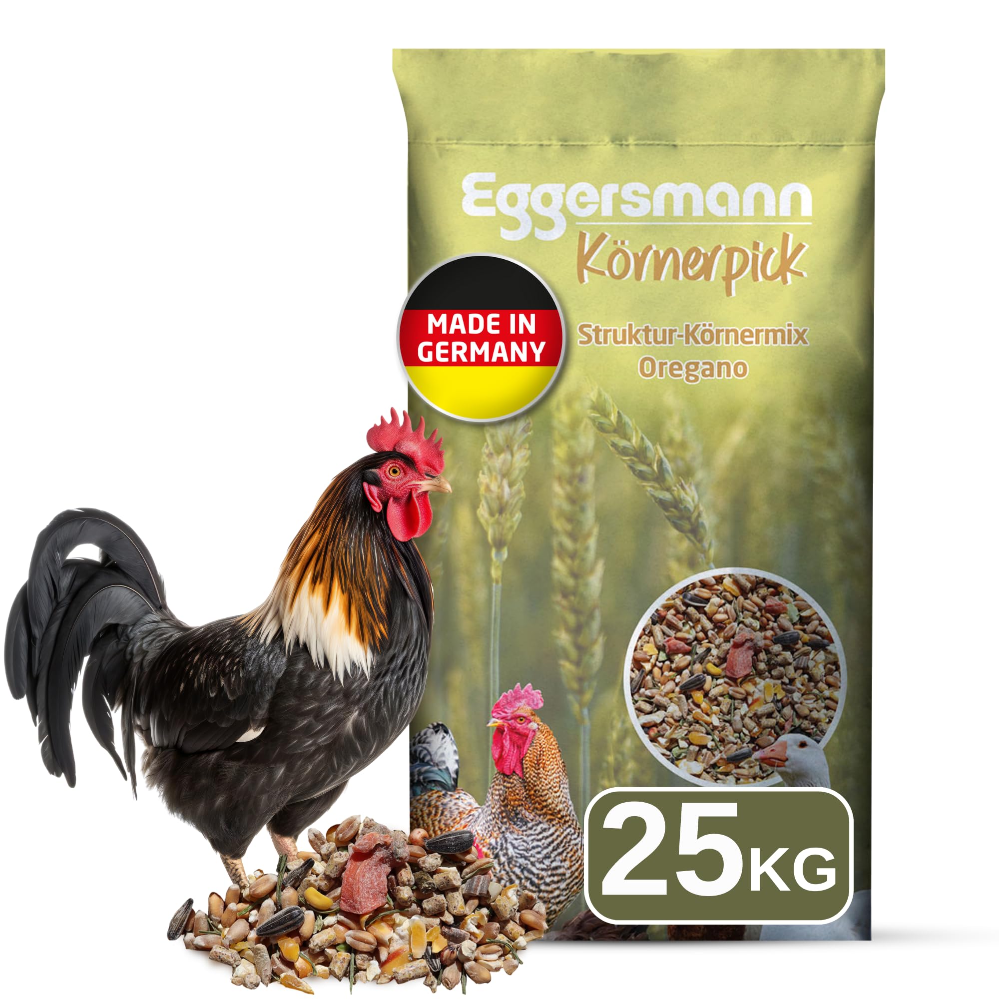 Eggersmann Körnerpick 25 kg Hühnerfutter - Struktur Körnermix Oregano - Hühner Körnerfutter Basic Geflügelfutter - Premium Körnermischung für Hühner Gänse und Enten 25 kg (1er Pack) Angebot bei HelloDeals