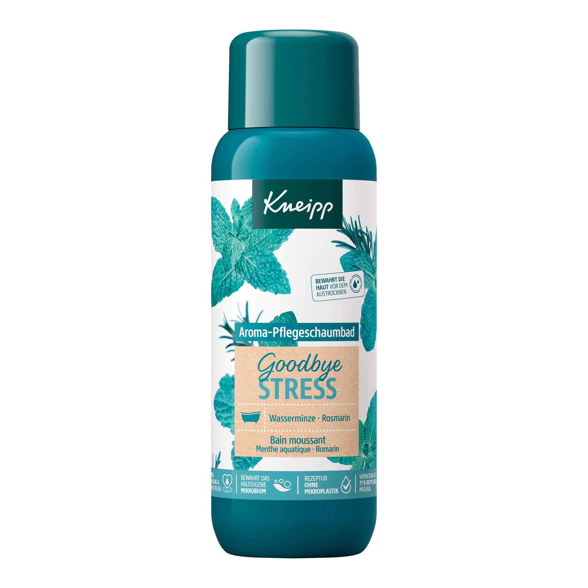 Kneipp Aroma-Pflegeschaumbad Goodbye Stress - Badezusatz mit ätherischen Ölen aus Rosmarin & Wasserminze für weniger Stress & positive Energie - erfrischender Duft - 400ml Angebot bei HelloDeals