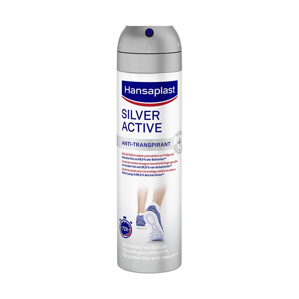 Hansaplast Silver Active Fußspray (150 ml), Fußdeo Anti-Transpirant mit 72 h Schutz vor Fußgeruch und Schweiß, Aktiv-Komplex mit Silber-Ionen Angebot bei HelloDeals