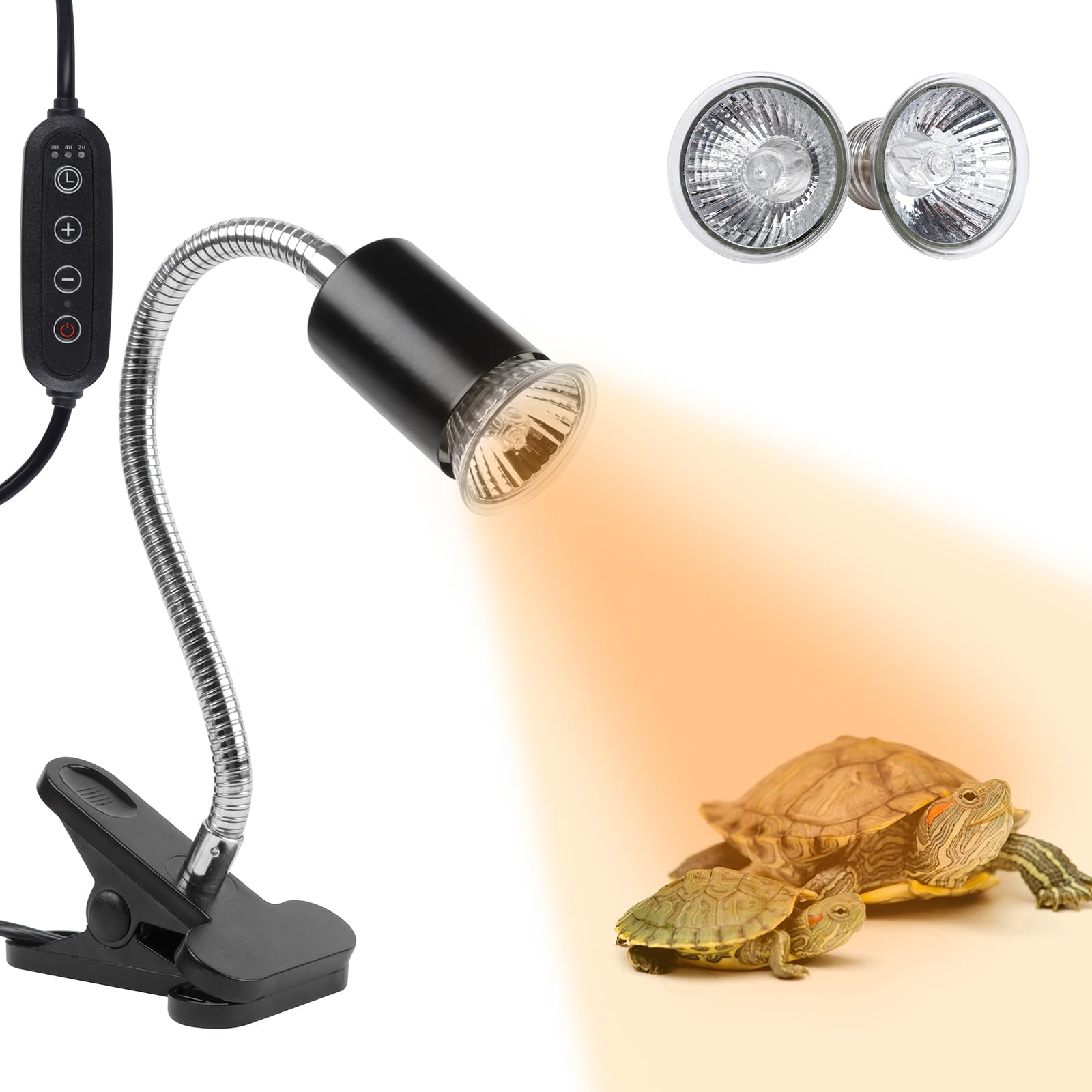 LUCKY HERP Aquarium Schildkröte Wärmelampe Zubehör, UVA UVB Lampe Terrarium 50W 2 Stück Heizlampe, E27 Reptilien Basking Spot für Schildkröten, Bartagamen, Eidechsen, Reptil 50W 2stück mit Zubehör Angebot bei HelloDeals