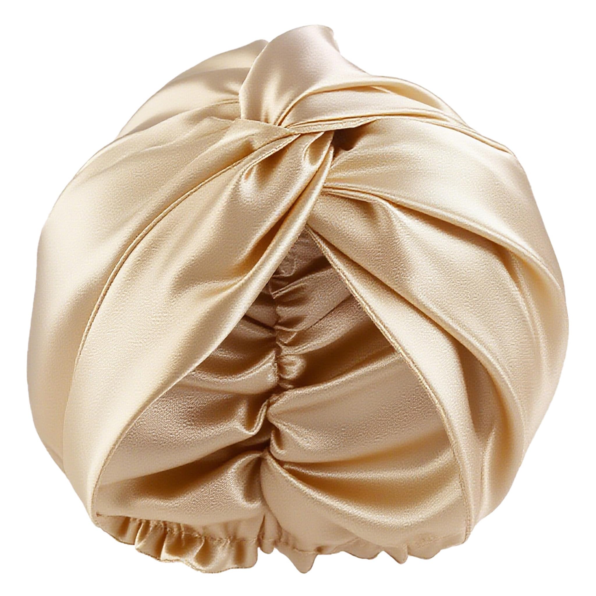 FOLAI Seidenhaube Schlafmütze zum Schlafen für gesunde Haare über Nacht | Erhält Lockenform, verhindert Frizz & Haarbruch | Für Damen mit Allen Haartypen (Champagner Gold) Angebot bei HelloDeals