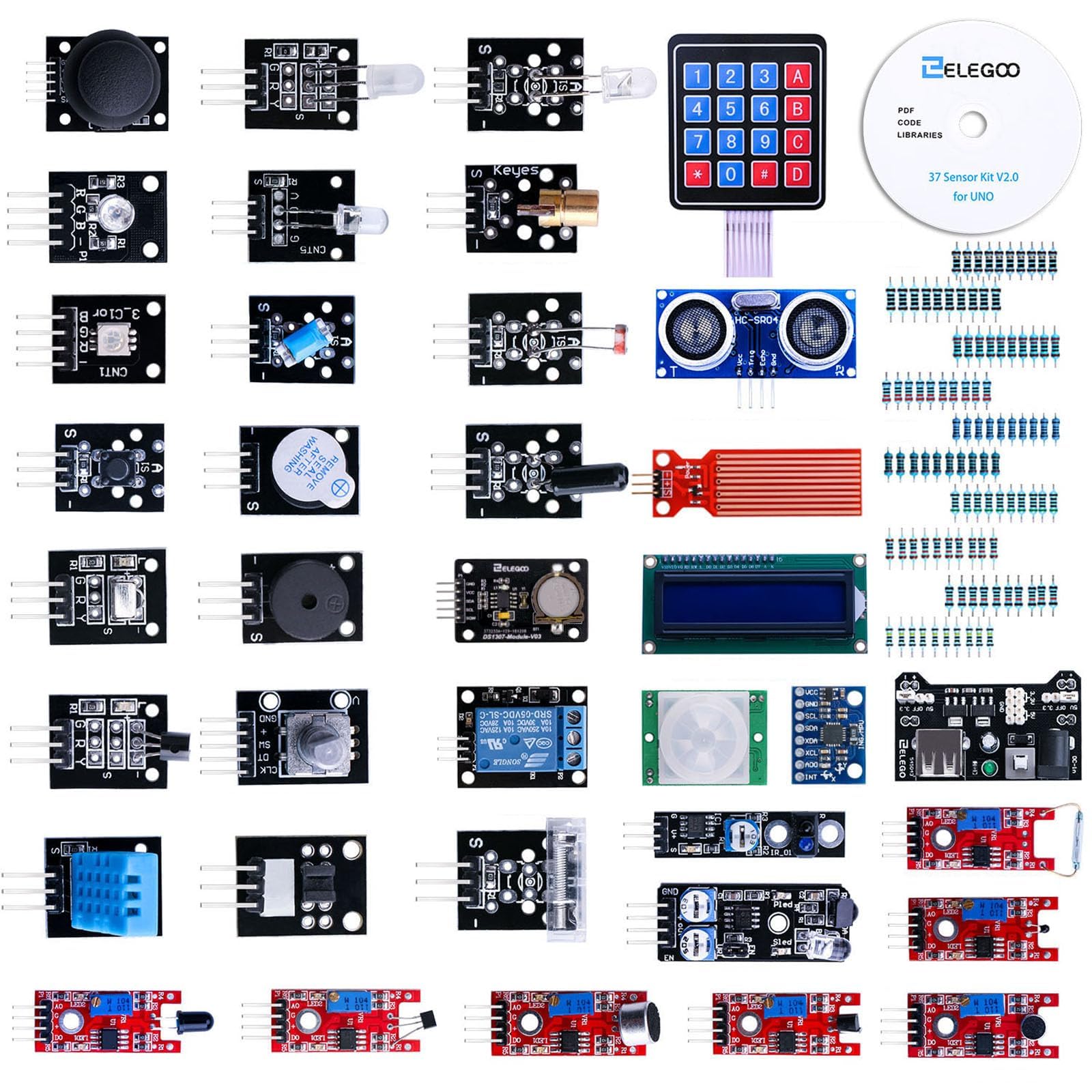 ELEGOO Aufgerüsteter 37 in 1 Sensormodul Bausatz Kompatibel mit Arduino IDE mit Anleitung für Elektronik Projekte, Mikrocontrollerboards Nicht im Lieferumfang Enthalten Angebot bei HelloDeals