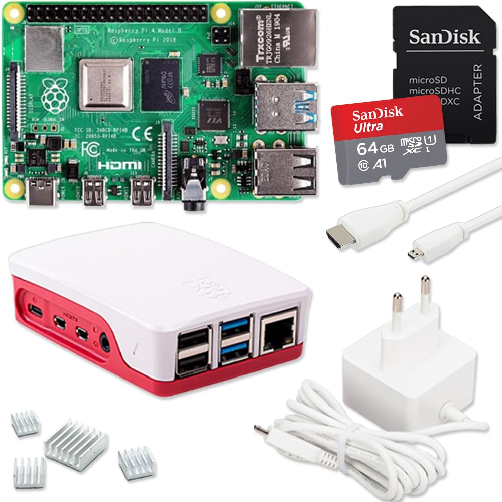 Raspberry Pi 4 8GB Starter-Set | Ultra 64GB SD Karte | USB-C Netzteil 15W | Gehäuse | 4K Micro HDMI Kabel | Kühlkörper Set | Raspberry Pi 4 Model B 8GB RAM Angebot bei HelloDeals