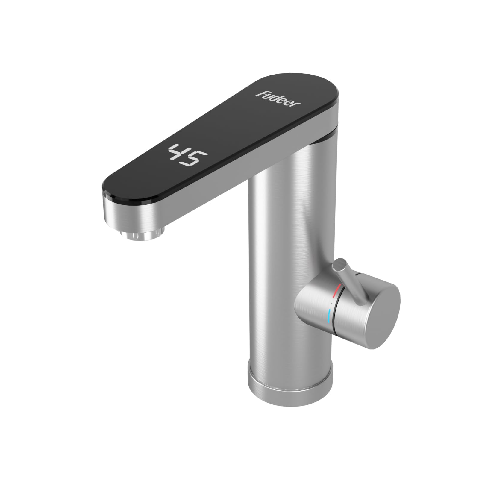 Fudeer wasserhahn mit durchlauferhitzer 230V, 3.3KW Badezimmer Elektrischer Wasserhahn mit digitaler Anzeige (30-45℃),Schnelles Aufheizen, 120° drehbarer Auslauf, 304 Edelstahl(Silber) XH-502 Sliver Angebot bei HelloDeals