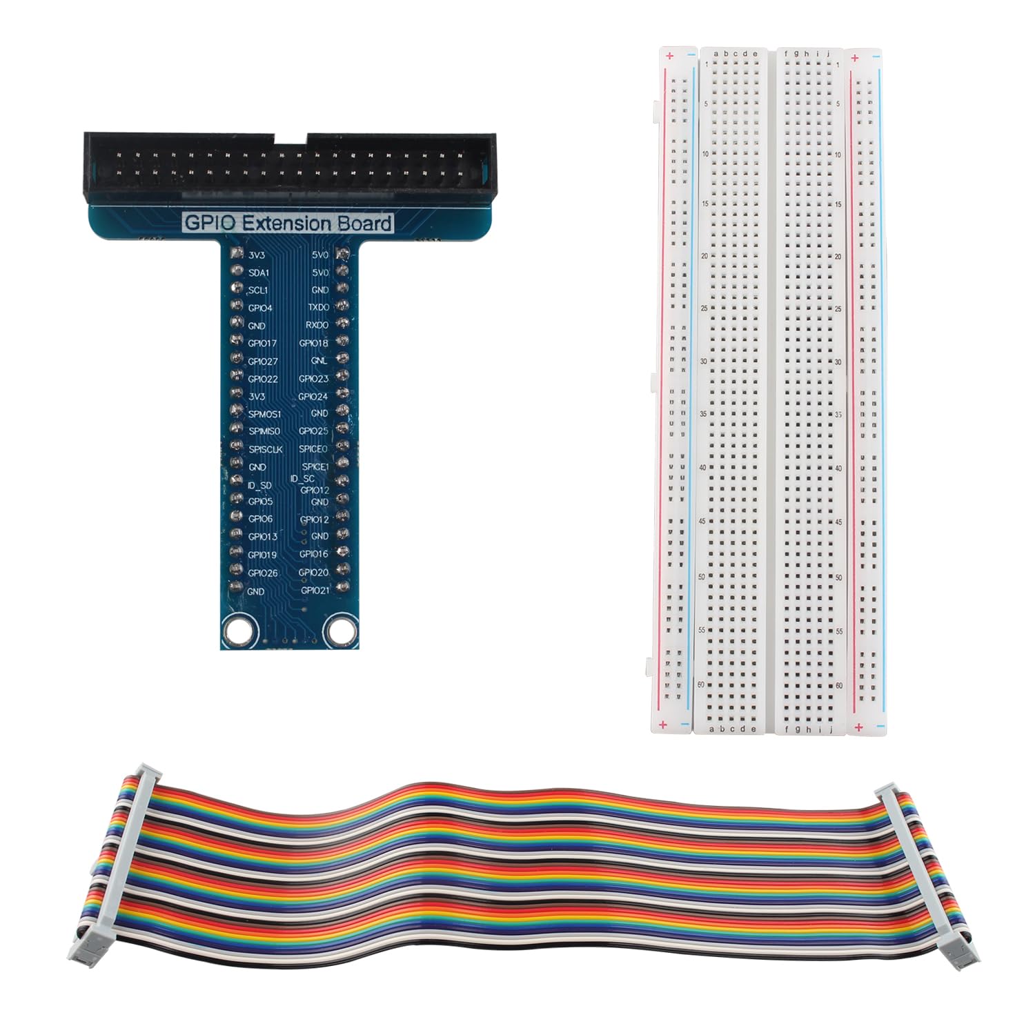 ZDE T-Type GPIO Breakout Erweiterungskarte GPIO Adapterboard + 40 Pin Flachbandkabel + Breadboard Kompatibel mit Raspberry Pi 5 4B 3B+ 3B 2B B+ Angebot bei HelloDeals