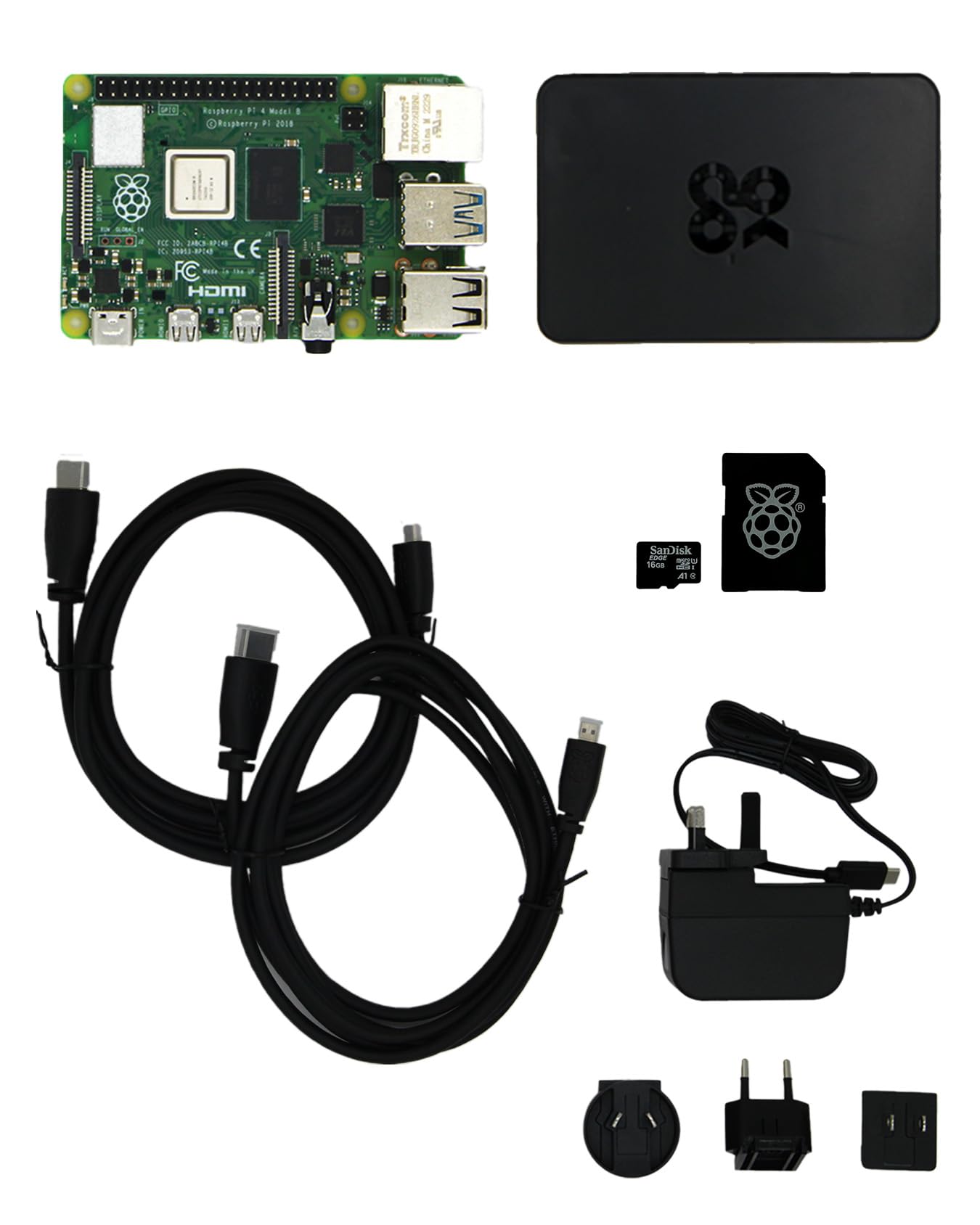 _atxx Raspberry Pi 4 4GB Base Kit – Singleboardcomputer Set mit Pi 4 (4GB), Gehäuse, Netzteil, 2X Micro-HDMI Kabel, vorinstalliertem Raspberry Pi OS Bookworm – offizielles Set für Einsteiger & Maker Angebot bei HelloDeals