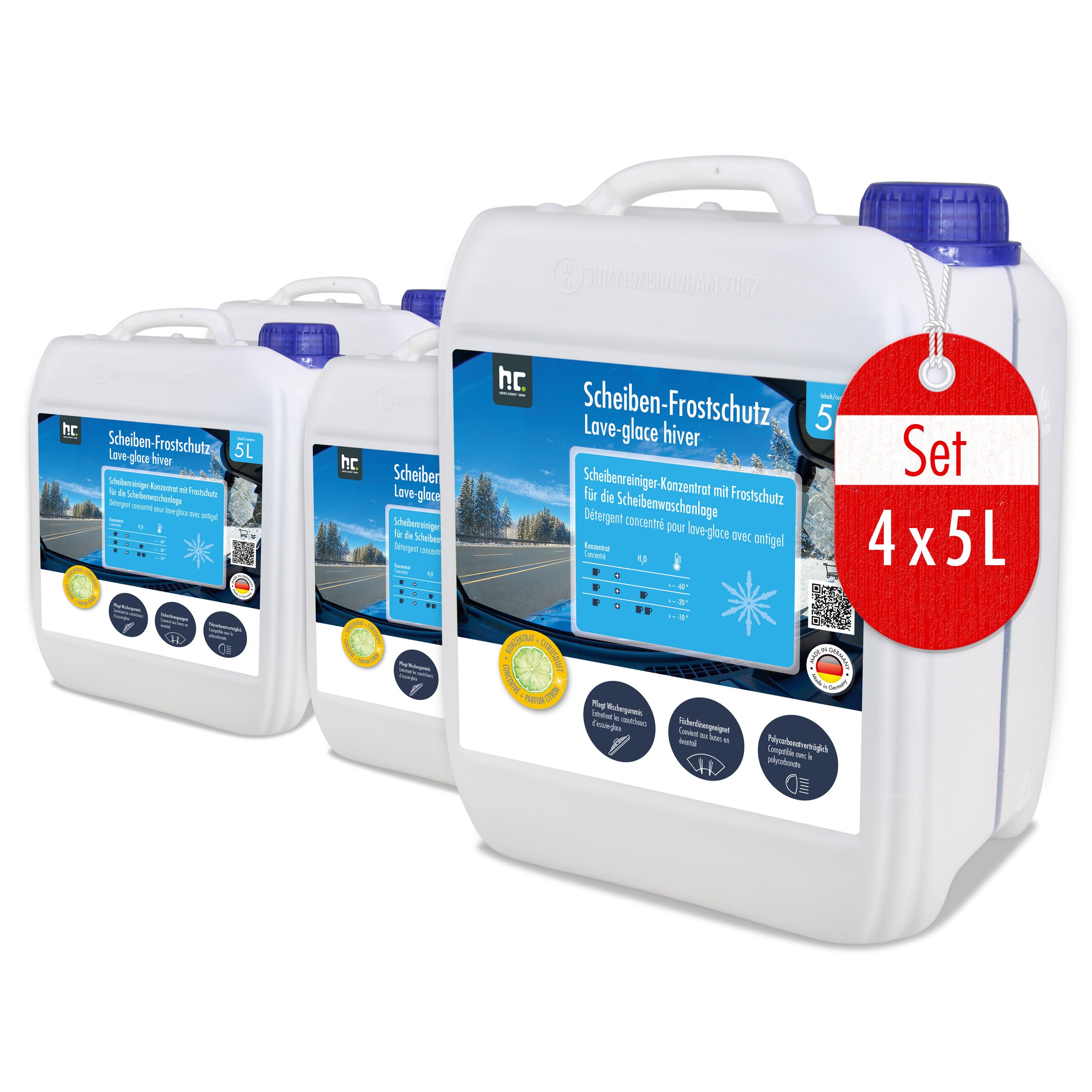 5 L Premium Scheiben Frostschutz -60 Grad Konzentrat für KFZ Autoscheibe Polycarbonatverträglich mit frischem Zitrusduft 5 l (1er Pack) Angebot bei HelloDeals