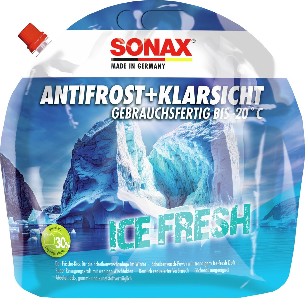 SONAX AntiFrost+KlarSicht IceFresh Gebrauchsfertig bis -20° C (3 Liter) schneller, schlierenfreier & effektiver Scheibenreiniger für den Winter | Art-Nr. 01334410 Angebot bei HelloDeals