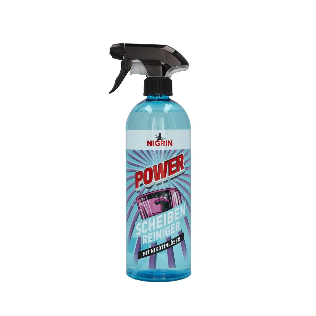 NIGRIN POWER Scheiben-Reiniger, Innen- und Außenreinigung, mit Nikotinlöser, entfernt Fingerabdrücke, Reinigung ohne Schlieren und Streifen, reduziert Blendeffekte und Lichtreflexionen, 750 ml Angebot bei HelloDeals
