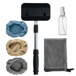 POLYTE - Extra lang Windschutzscheibenreiniger - drehbarer Kopf/ausziehbarer Aluminiumgriff - mit Mikrofaserbezügen Angebot bei HelloDeals