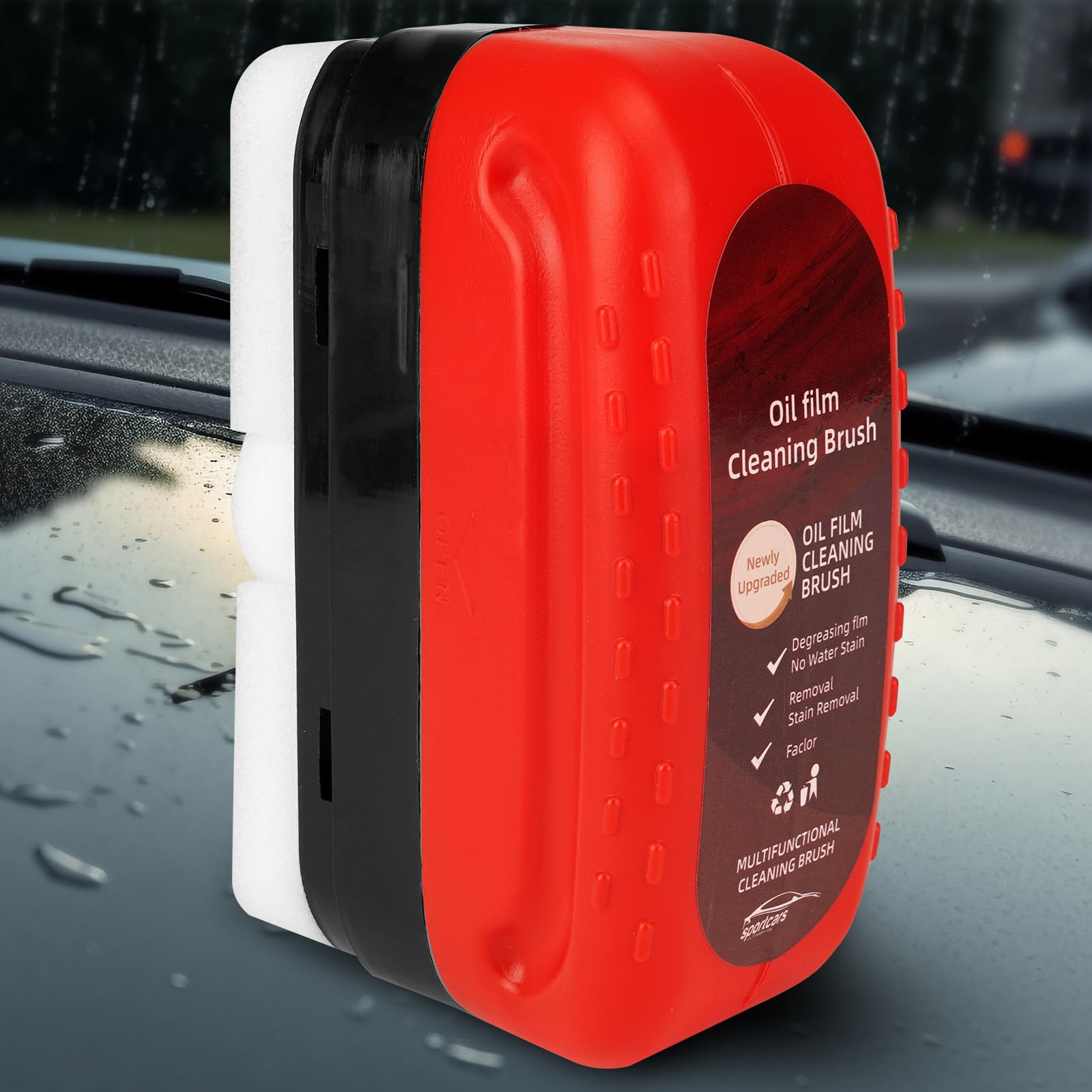 MUEZDUR Multifunktionale Kfz-Ölfilm-Reinigungsbürste, Automotive Oil Film Cleaning Brush, Red Oil Film Wipe, Ölabweisende Folie für Windschutzscheiben (1pc) rot-1 Stück Angebot bei HelloDeals