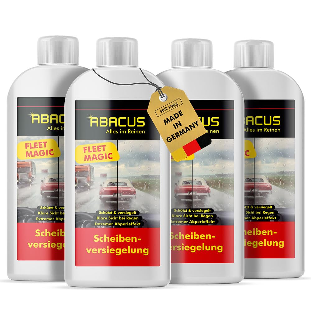 ABACUS® Fleet Magic® Scheibenversiegelung Auto | Glasversiegelung | Nanoversiegelung | Regenabweiser mit Lotus-Effekt | Scheibenversiegelung mit Abperleffekt für klare Sicht 4X 250 ml (7003) Angebot bei HelloDeals