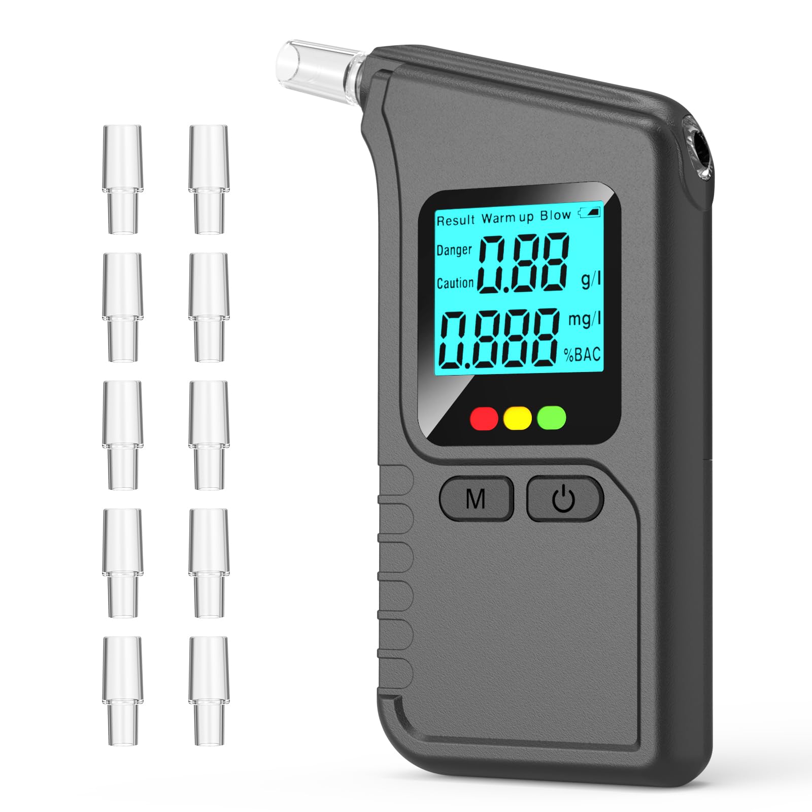 Wagxoey Alkoholtester, Promillemessgerät Alkoholtester Polizeigenau Professioneller, Tragbarer Alkoholmessgerät mit 10 Mundstücken Digitaler LCD-Anzeige, Atemalkoholtester Heim Partygebrauch Angebot bei HelloDeals