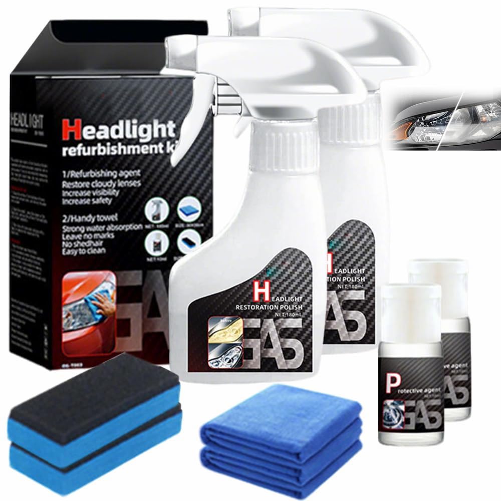 Kfz-Scheinwerfer-Restaurationsflüssigkeits-Kit, 2025 New Automotive Headlamp Restoration Fluid Oxidized Kit, Multifunktions-Autoscheinwerfer Polieren für alle Fahrzeugtypen (2) Angebot bei HelloDeals