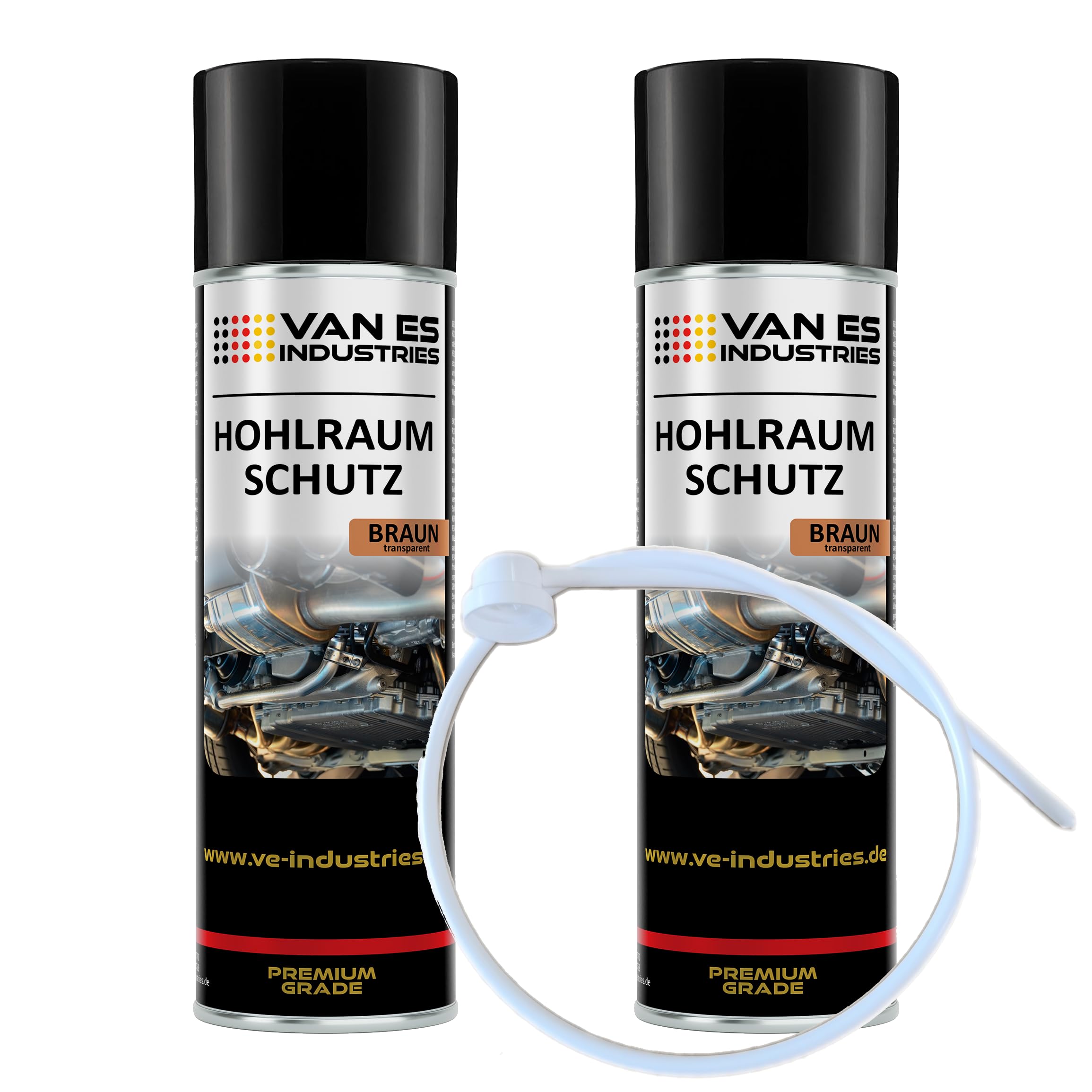 VE-INDUSTRIES 2X Hohlraumschutz Hohlraumversiegelung Spray 500ml Wachs + 60cm Sonde Angebot bei HelloDeals