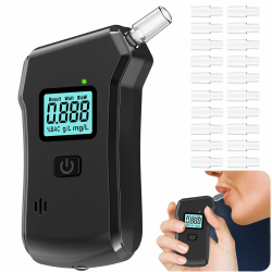 TechVizrs Alkoholtester, Hochpräziser Promillemessgerät mit Digitaler Blauer LCD-Anzeige, Professioneller Alkohol Tester Promillemessgerät mit 20 Mundstücken, Für Den Einsatz zu Hause Oder Auf Partys Angebot bei HelloDeals