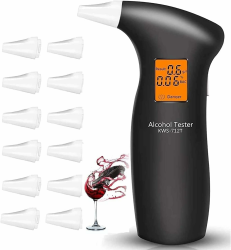 RUTIDA Alkoholtester, Alkoholmessgeräte Polizeigenau mit 12 Mundstücken, Professioneller Alkohol Tester Promillemessgerät mit Digitaler LCD-Anzeige und Halbleiter Sensorik Angebot bei HelloDeals