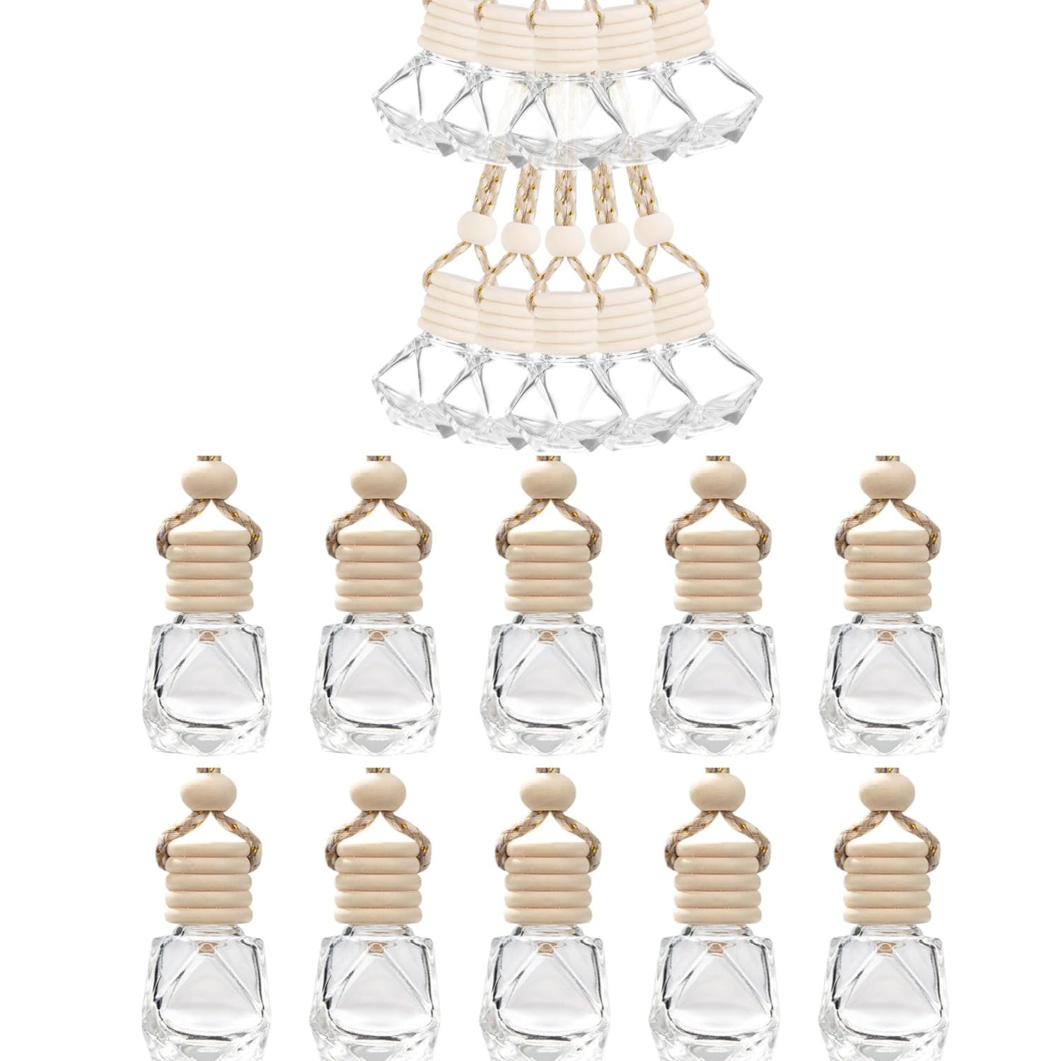 Auto-Lufterfrischer Parfümflasche,20 Stück 8 ml Nachfüllbar Auto Parfüm Duft Diffusor Leeres Duftöl Aromatisches Parfümöl Glas Anhänger Dekorationen Diffusor für Auto Büro Zuhause Parfüm Decor Angebot bei HelloDeals