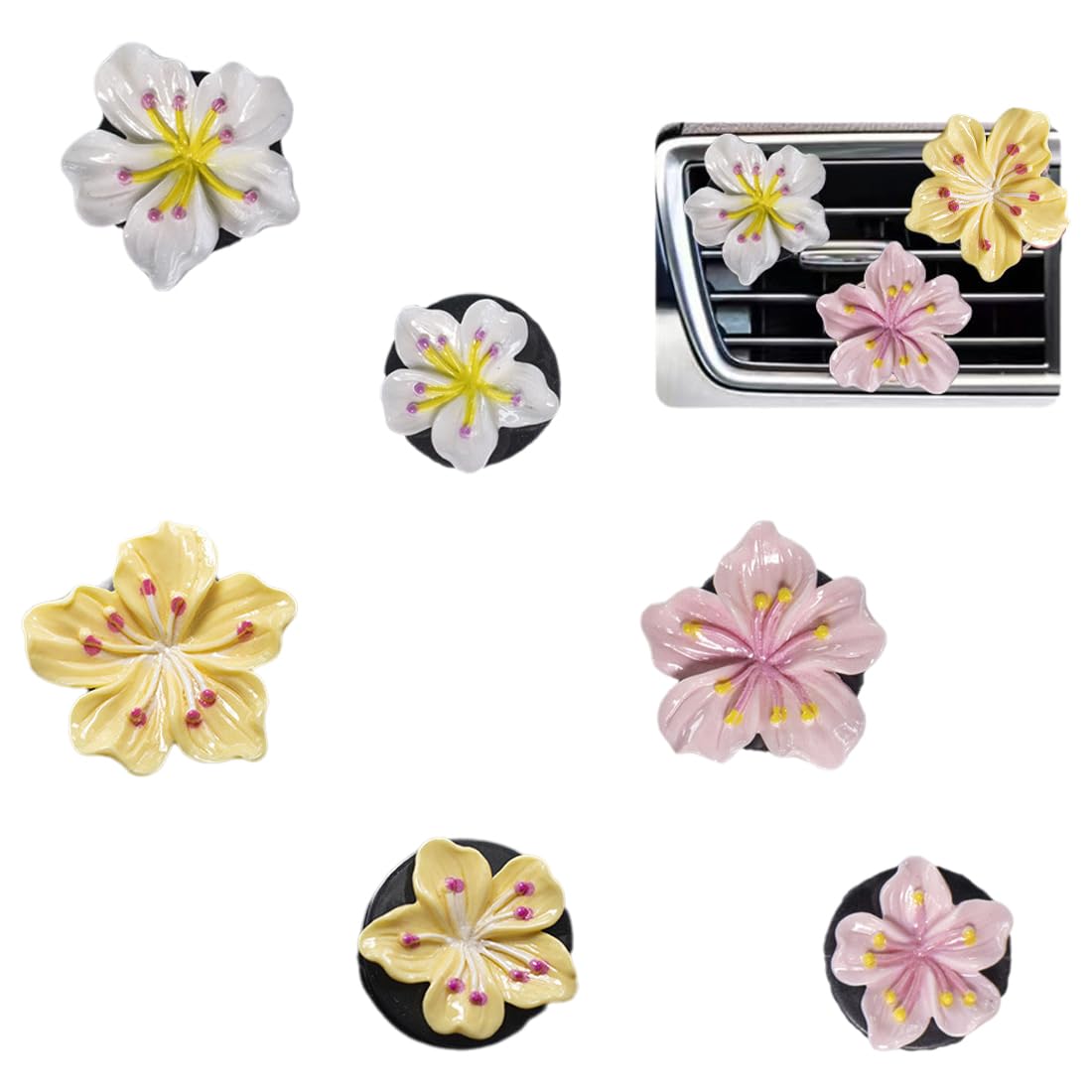 XBFOCNH 6 Stück Gänseblümchen Blume Auto Lufterfrischer Clip Autozubehör Innenraum Deko Frauen Aromatherapie Ätherisches Öl Diffusor Auto-Dekorationszubehör Deko Inne Angebot bei HelloDeals