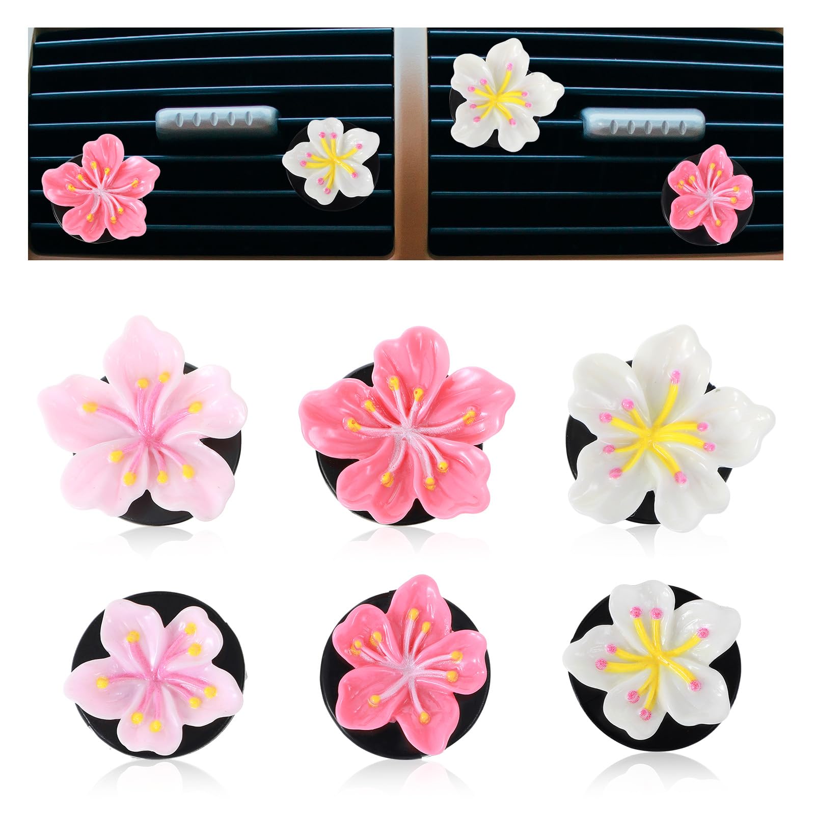 Tyqour 6 Stück Gänseblümchen Blume Auto Lufterfrischer Clip Air Outlet Lüfterfrischer Vent Clips Frauen Auto Parfüm Diffusor, Autozubehör Innenraum Deko Frauen Auto-Dekorationszubehör Innen Angebot bei HelloDeals