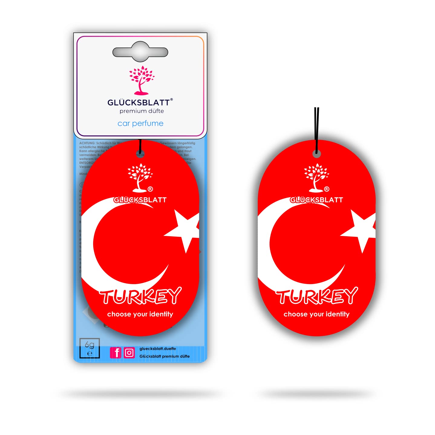 GLÜCKSBLATT premium Autoparfüm Duft Flag Türkei Sandelholz, Moschus, Zitronengras, Jasmin 1 stück (1er Pack) Angebot bei HelloDeals