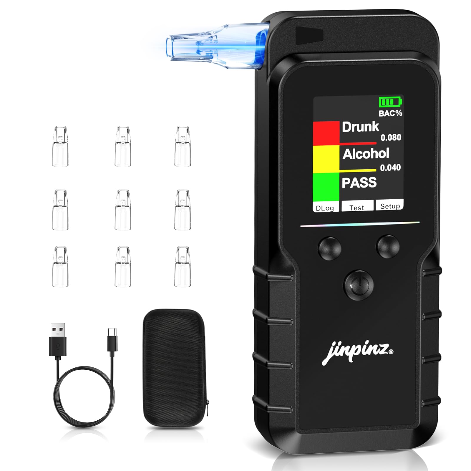 Alkoholtester Promilletester Mit Elektrochemischem Sensor: Hochpräziser Alkohol Tester Mit Zähler, Professioneller Digitaler Alkoholmessgerät USB-C Ladefunktion, Alkotester Für Privat Professionell Angebot bei HelloDeals