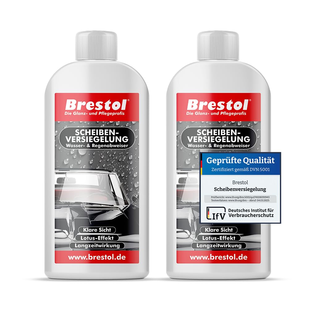 Brestol® Scheibenversiegelung 2X 250 ml - Regenabweiser Wasserabweiser Abperleffekt Abperl-Effekt Nano - Der unsichtbare Scheibenwischer, Rain-Repellent Glasversiegelung Lotuseffekt Angebot bei HelloDeals