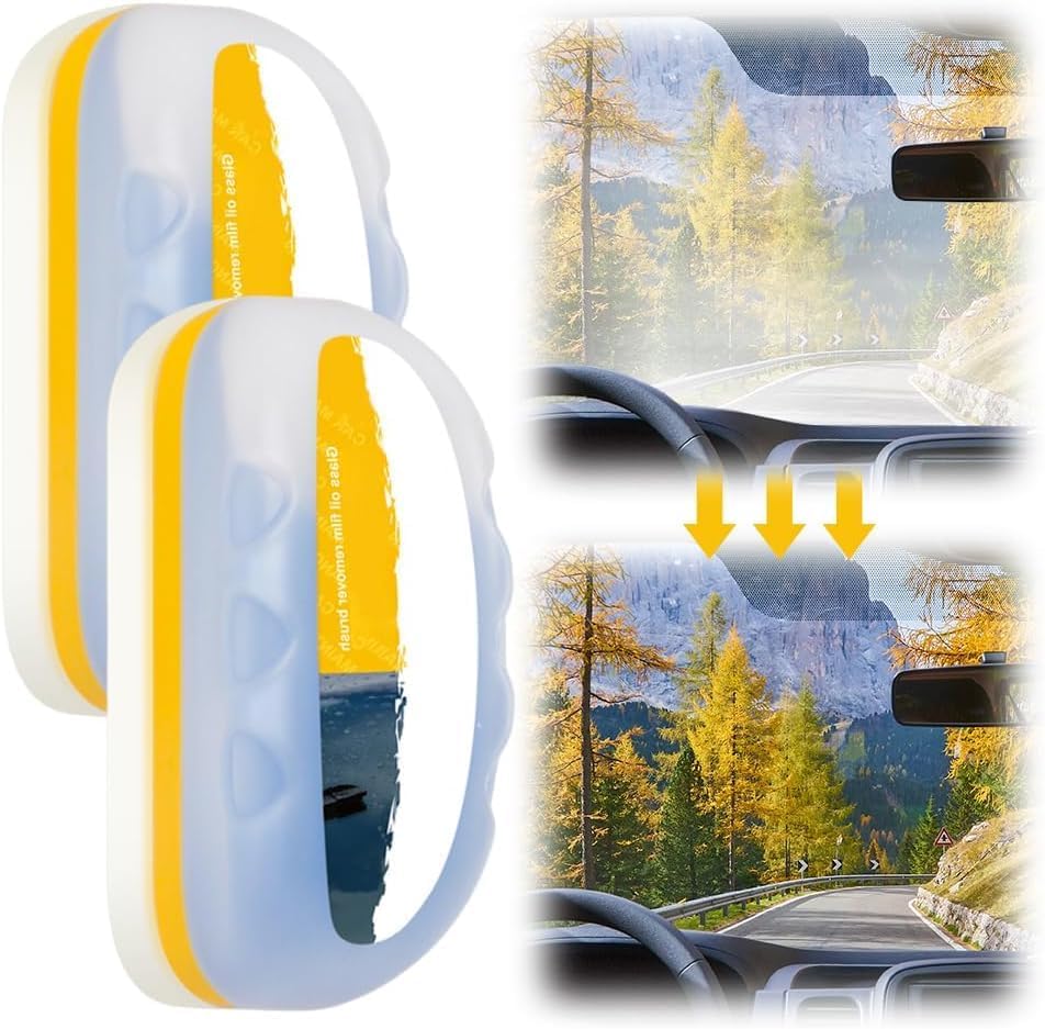 2025 Neu Automotive Ölfilm Reinigungsbürste, Multifunktionaler Auto Glasreiniger mit 120ML Ölfilm Entferner, Anti-Beschlag Glasreiniger für Autoscheiben, Windschutzscheiben & Spiegel (2) Angebot bei HelloDeals