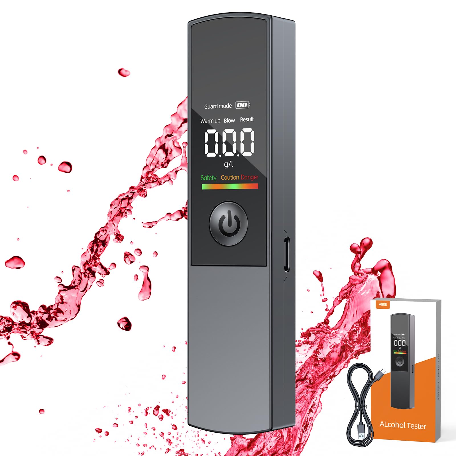 ENRIPRT Alkoholtester Polizeigenau, Professioneller Alkoholtester mit digitaler LCD-Anzeige, Tragbarer Promillemessgerät mit USB-Akku, Kein Blasrohr Erforderlich für den Einsatz auf Partys Black Angebot bei HelloDeals