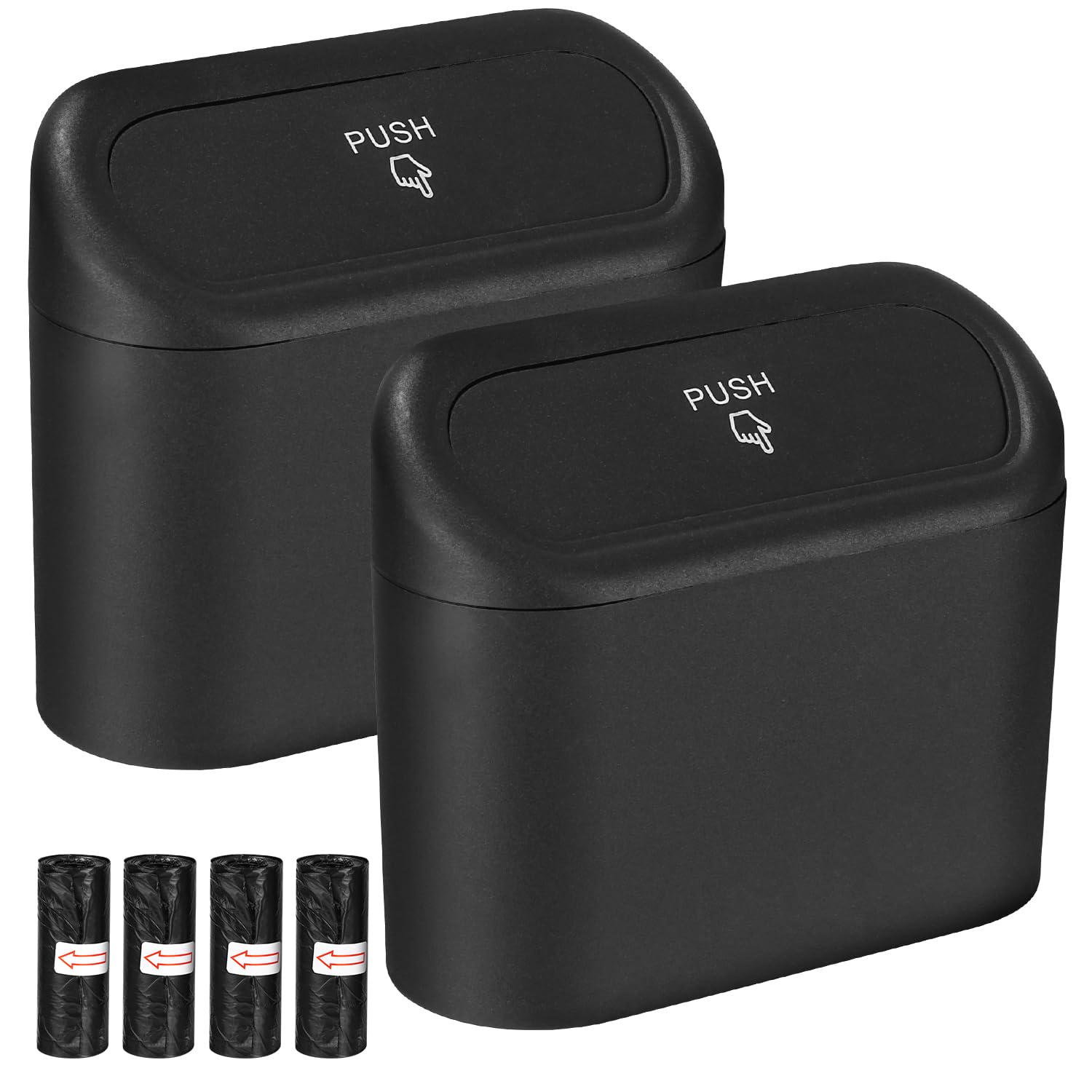 Zhufas 2 Stück Auto Mülleimer mit 80 Stück Auto Müllsäcke Auto Mülleimer Klein, Automülleinmer Mit Deckel, Hängende Aufbewahrungsbox, Auto Accessoires (Schwarz) Schwarz 2 Angebot bei HelloDeals
