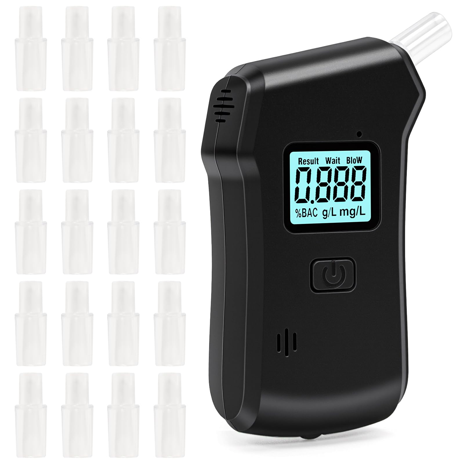Bafiwu Alkoholtester Polizeigenau Alkoholmessgerät mit 20 Mundstücken Promillemessgerät Professioneller Atemalkoholtester mit Digitaler LCD-Anzeige und Halbleiter Sensorik Angebot bei HelloDeals