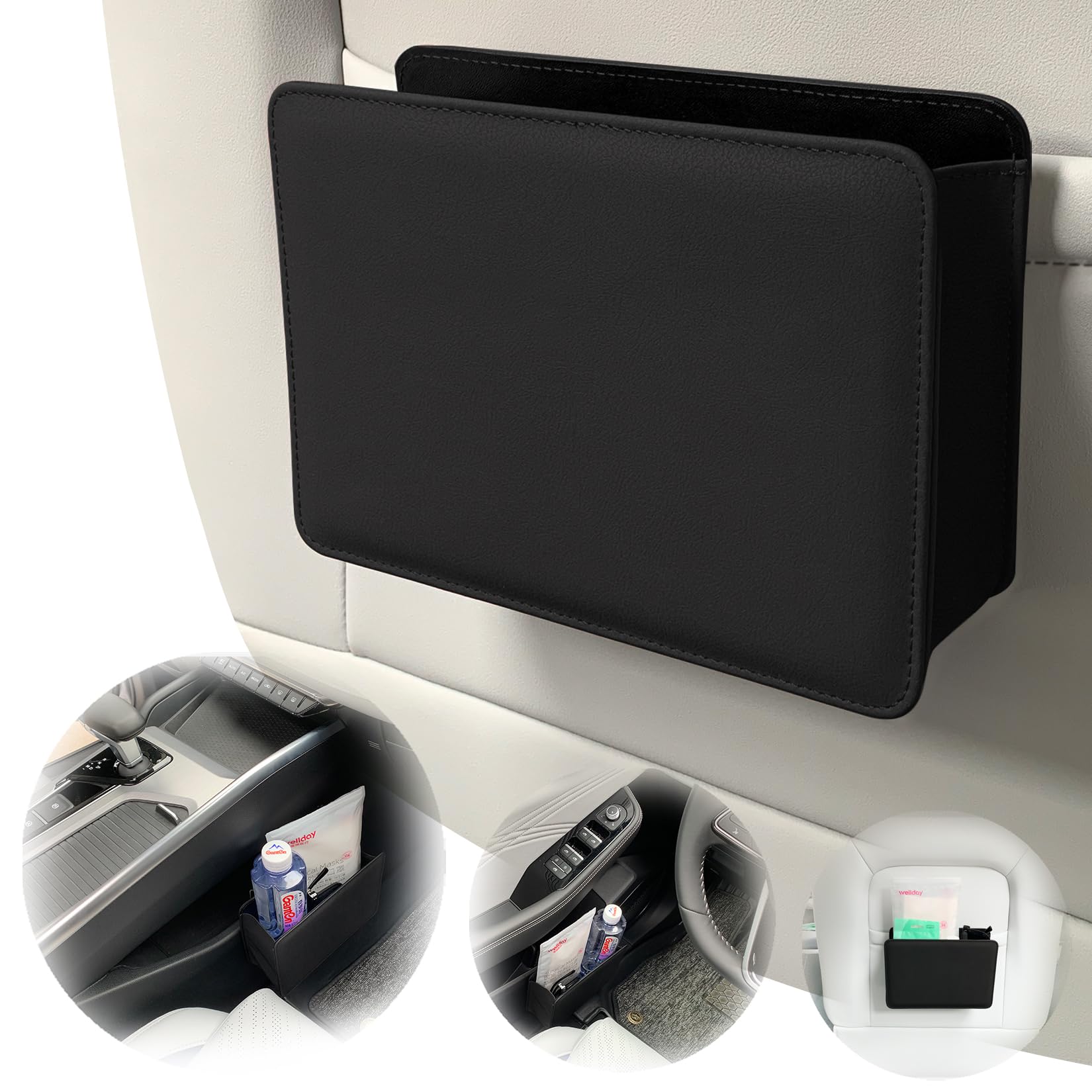 HiWODO Auto Mülleimer Klein,Mini Mülleimer auto,Faltbar Automülleimer,Mülleimer für Auto,Nappa Leder Automüllbehälter,Mehrzweck Auto Kofferraum Organizer,Auto Zubehör innenraum,Auto Organizer Schwarz Angebot bei HelloDeals