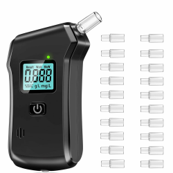 FIVAVA Alkoholtester, Polizeigenau Alkoholmessgeräte mit 20 Mundstücken, Professioneller Alkoholtester mit Digitaler LCD-Anzeige für Den Einsatz zu Hause Oder Auf Partys Angebot bei HelloDeals