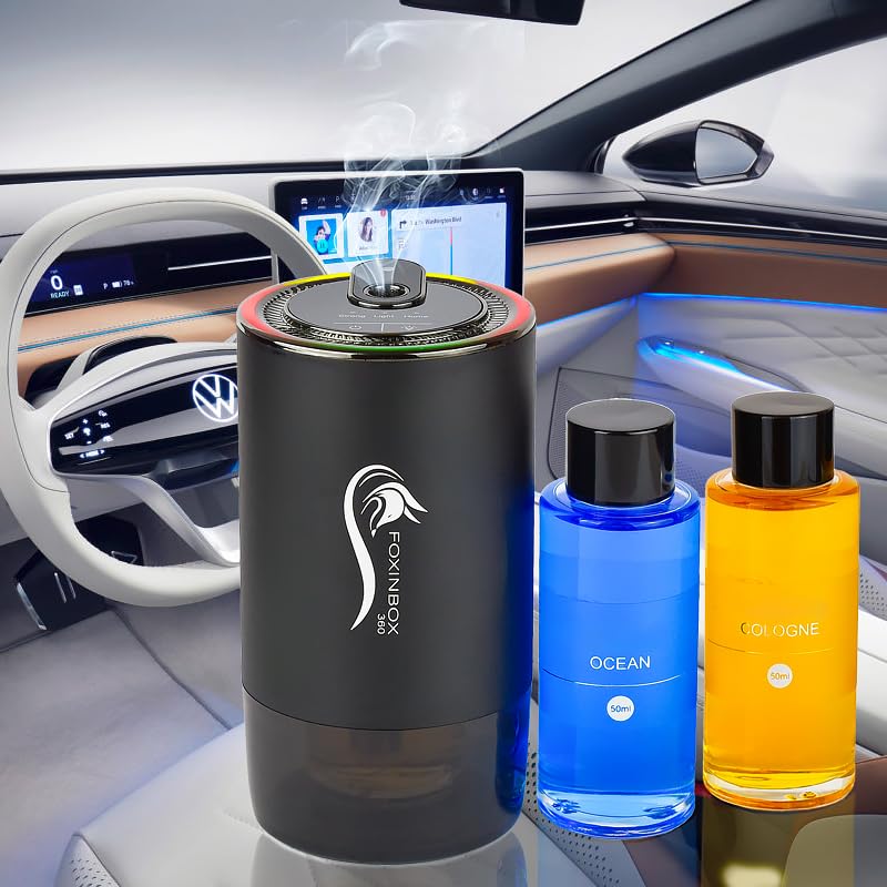 Foxinbox 360 Auto Duft Lufterfrischer/Innenraum Duftspender Automatisch- Auto,Büro,Zuhause,Sport/Autoduft gegen Gerüchte/Diffusor ätherische Ölen - COLOGNE/OCEAN/Geschenke Angebot bei HelloDeals