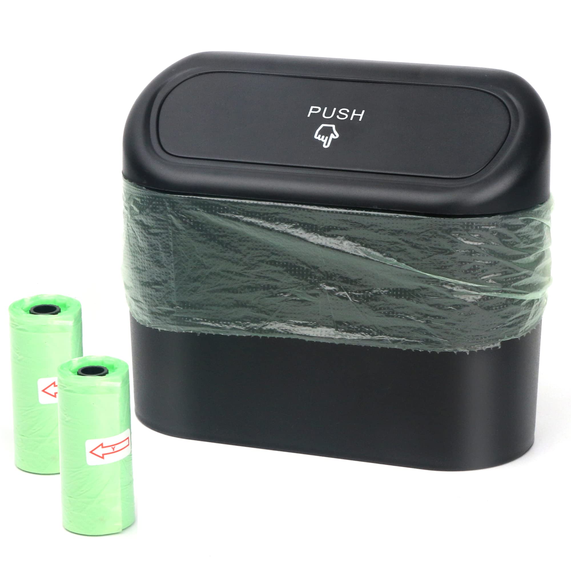 Einesin Mülleimer Auto mit 40 Stück Müllsäcke, Automülleinmer Mit Deckel, Hängende Aufbewahrungsbox, Auto Accessoires Schwarz- Angebot bei HelloDeals