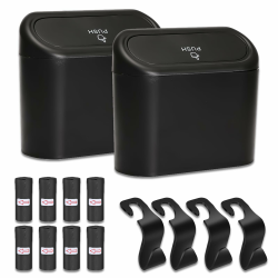 DYOUen Auto Mülleimer Kleiner Automülleinmer mit Müllbeutel und 2 Stück Auto Kopfstützen Haken, Hängende Aufbewahrungsbox für die Lagerung und Organisation (Rosa) (2) Angebot bei HelloDeals