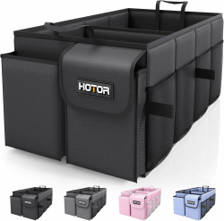 HOTOR Kofferraum Organizer – Faltbarer Auto Kofferraum Organizer mit 2 Fächern, Stabiler Auto Organizer für SUVs, Schwarzer Kofferraumtasche Verstärkt und Stabil Faltbox, 54.1 x 32.0 x 26.9 cm Schwarz 54.1 x 32.0 x 26.9 cm Angebot bei HelloDeals