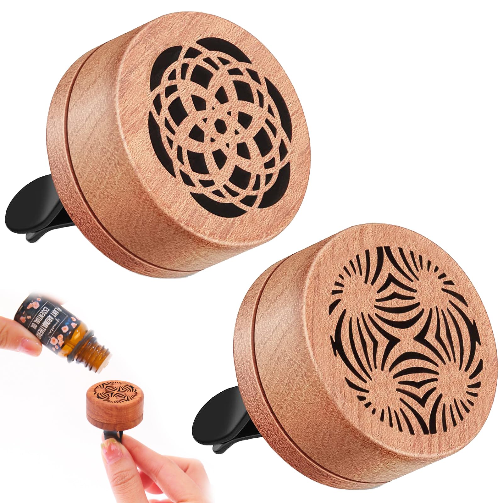 Galenecx 2 Stück Auto Diffuser, Mini-Holz-Diffusor, Lüftungsclip, Aromatherapie-Diffuser, Auto-Aroma-Diffusor mit Lavastein, für Auto, Wohnzimmer, Büro Angebot bei HelloDeals