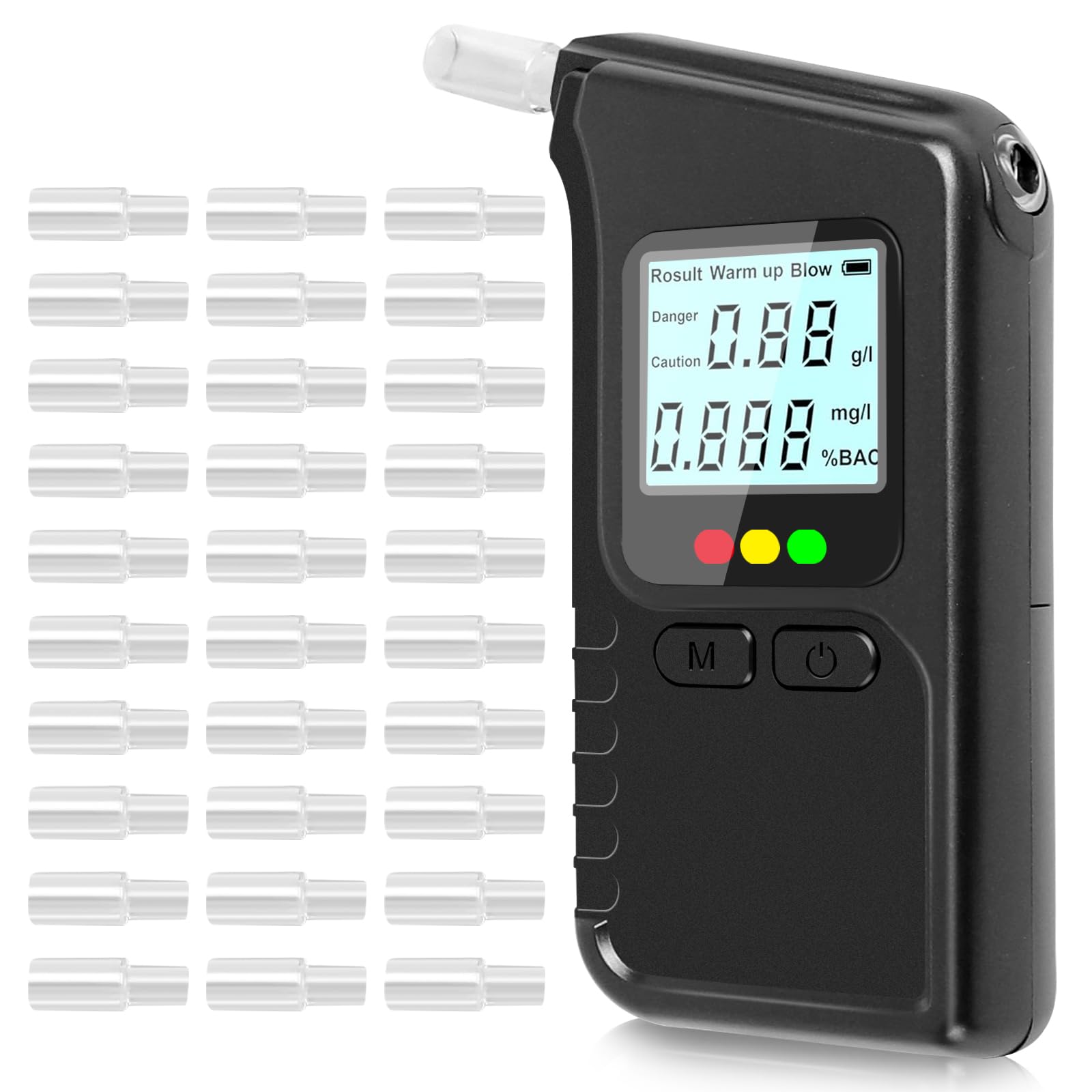 ROTKUSZ Alkoholtester, Promillemessgerät Polizeigenau mit Digitaler LCD-Anzeige und 30 Mundstücken, Alkoholmessgerät mit Speicherfunktion und Sprachansage, Tragbarer Alkomat für Zuhause und Partys Angebot bei HelloDeals