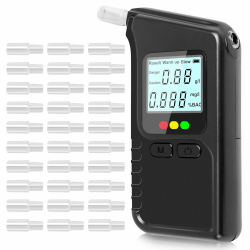 ROTKUSZ Alkoholtester, Promillemessgerät Polizeigenau mit Digitaler LCD-Anzeige und 30 Mundstücken, Alkoholmessgerät mit Speicherfunktion und Sprachansage, Tragbarer Alkomat für Zuhause und Partys Angebot bei HelloDeals