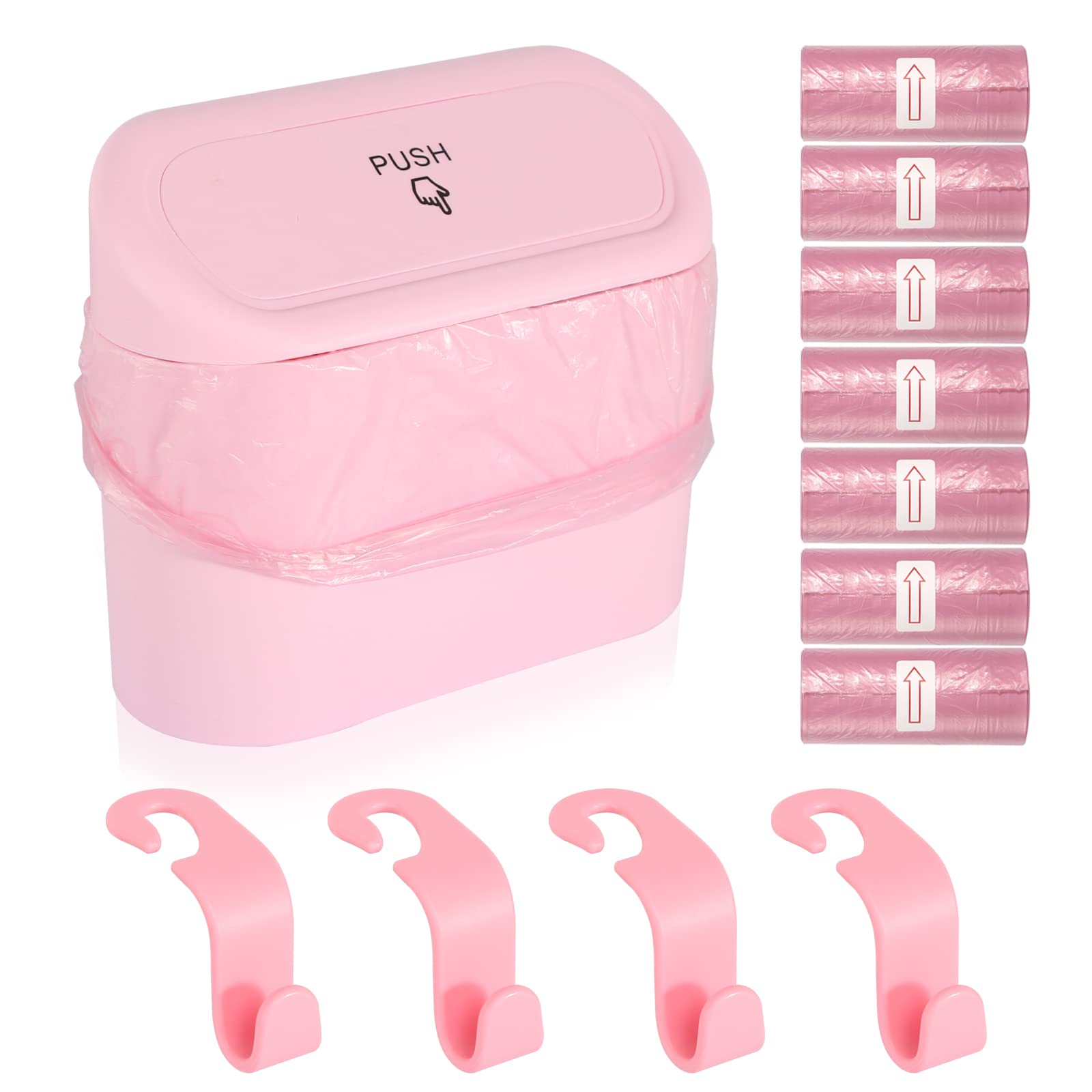 DUTIFUL Auto Mülleimer Klein Mini Auto Mülleimer mit Deckel Mülleimer Auto mit 105 Stück Auto Müllsäcke und 4 Stück Autositzhaken Automülleimer Mini Mülleimer für Auto Lagerung und Organisation Angebot bei HelloDeals