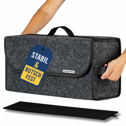 Organizer Freddy Kofferraum Organizer und Kofferraumtasche fürs Auto aus Filz mit Einlegeplatte, Klettband und Gummiband – faltbar, rutschfestes Auto Zubehör Angebot bei HelloDeals