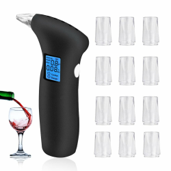 Peppy Tragbarer Alkoholtester zertifiziert – Tragbarer Alkoholtester mit LCD-Display, professioneller Alkoholtest mit 12 Mundstücken, ideal für Alkoholtests Angebot bei HelloDeals