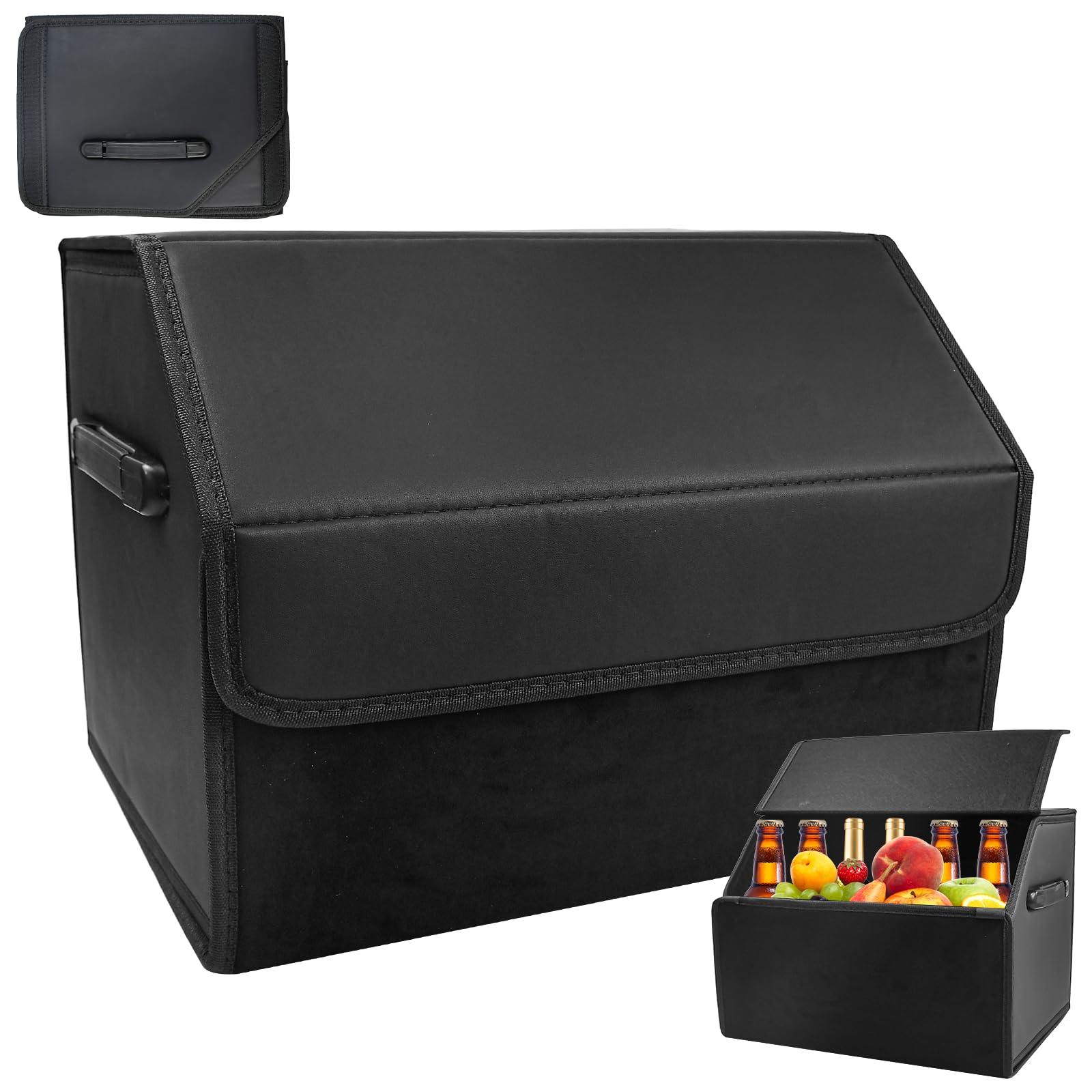 UHETLET Faltbarer Kofferraum Organizer Auto Kofferraumtasche mit Magnetisch Deckel PU Faltbox Auto Zubehör Innenraum Autotasche Einkaufstasche Verstärkt Stabil Kofferraumtaschen für SUV LKW Camper Angebot bei HelloDeals