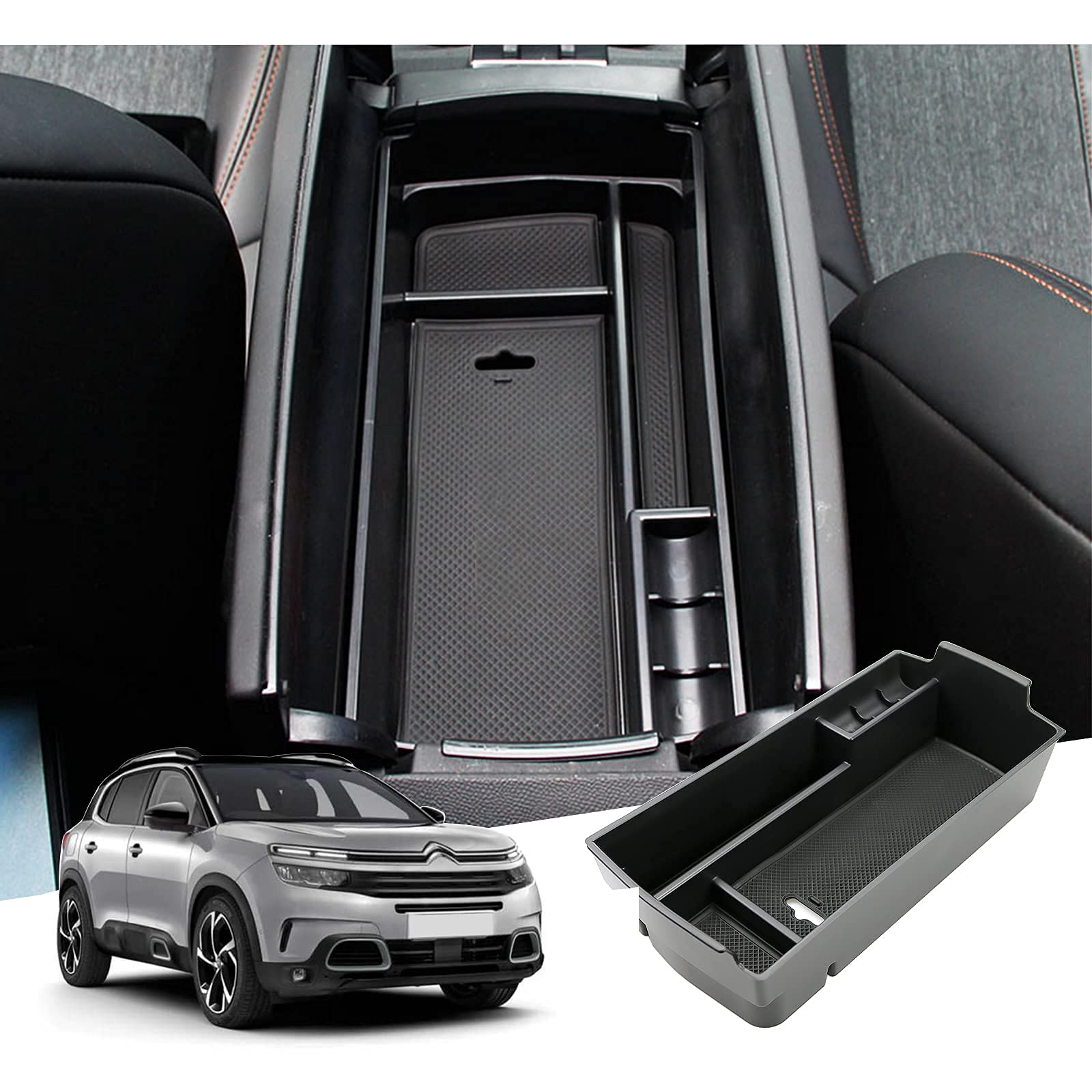 GAFAT Citroe-n C5 Aircross 2017-2024 2025 Aufbewahrungsbox, C5 Aircross 2024 Organizer für Mittelkonsole Armlehnen, Organizer Tray Handschuhfach, Kompatibel mit Citroen C5 Aircross Zubehör Angebot bei HelloDeals