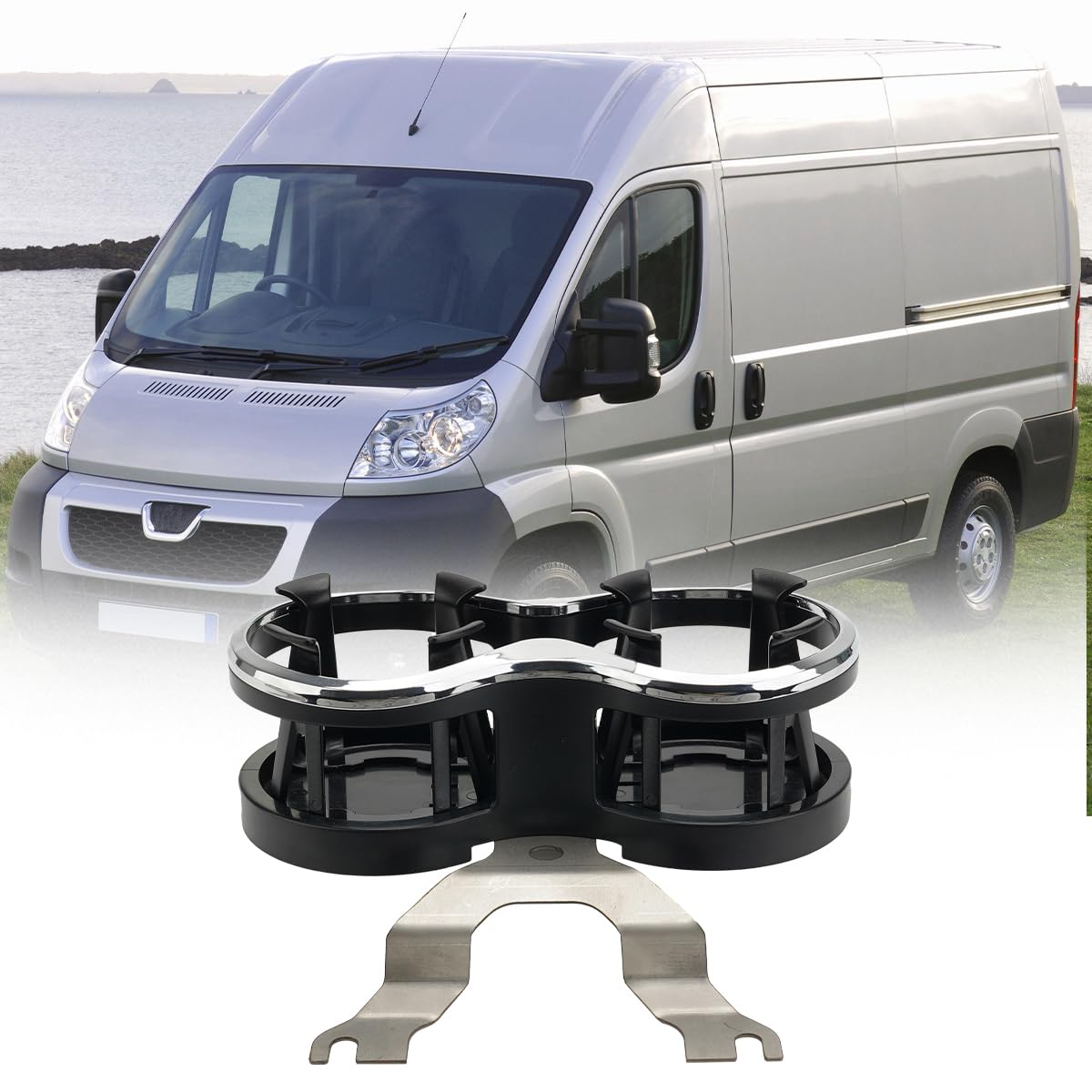 JESTOP Doppelter Becher Getränkehalter Wohnmobil für Citroen Relay FIAT Ducato 07-24, Autoablage Trinkflaschenhalter und neues Eisenblech Angebot bei HelloDeals