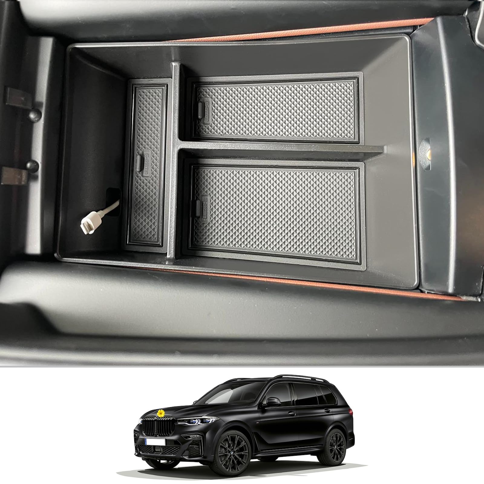 CDEFG Kompatibel mit BMW X5 G05 X6 G06 X7 G07 2019-2023 2024 2025, Mittelkonsole Armlehne Organizer Armlehnen Aufbewahrungsbox Handschuhfach Aufbewahrung Auto Center Console Tray Innenraum Zubehör 2019+ Armlehnen Angebot bei HelloDeals