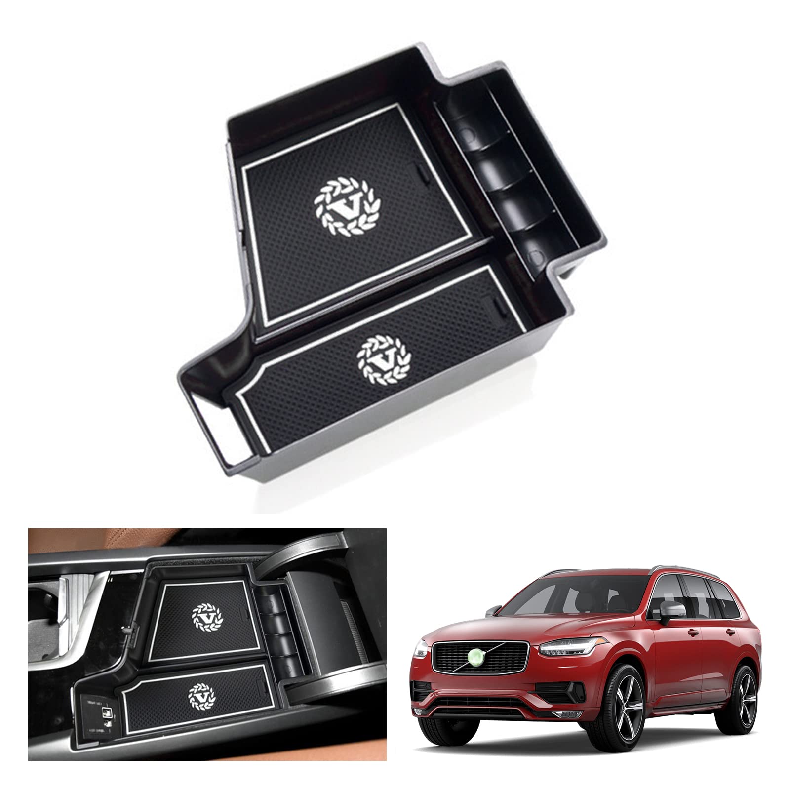 GAFAT Volvo XC60 XC90 V60 S60 V90 S90 2017-2024 2025 Mittelkonsole Aufbewahrungsbox, Volvo XC60 2023 Armlehne Organizer Tray Handschuhfach, Volvo XC60 Zubehör (Weiß) Angebot bei HelloDeals
