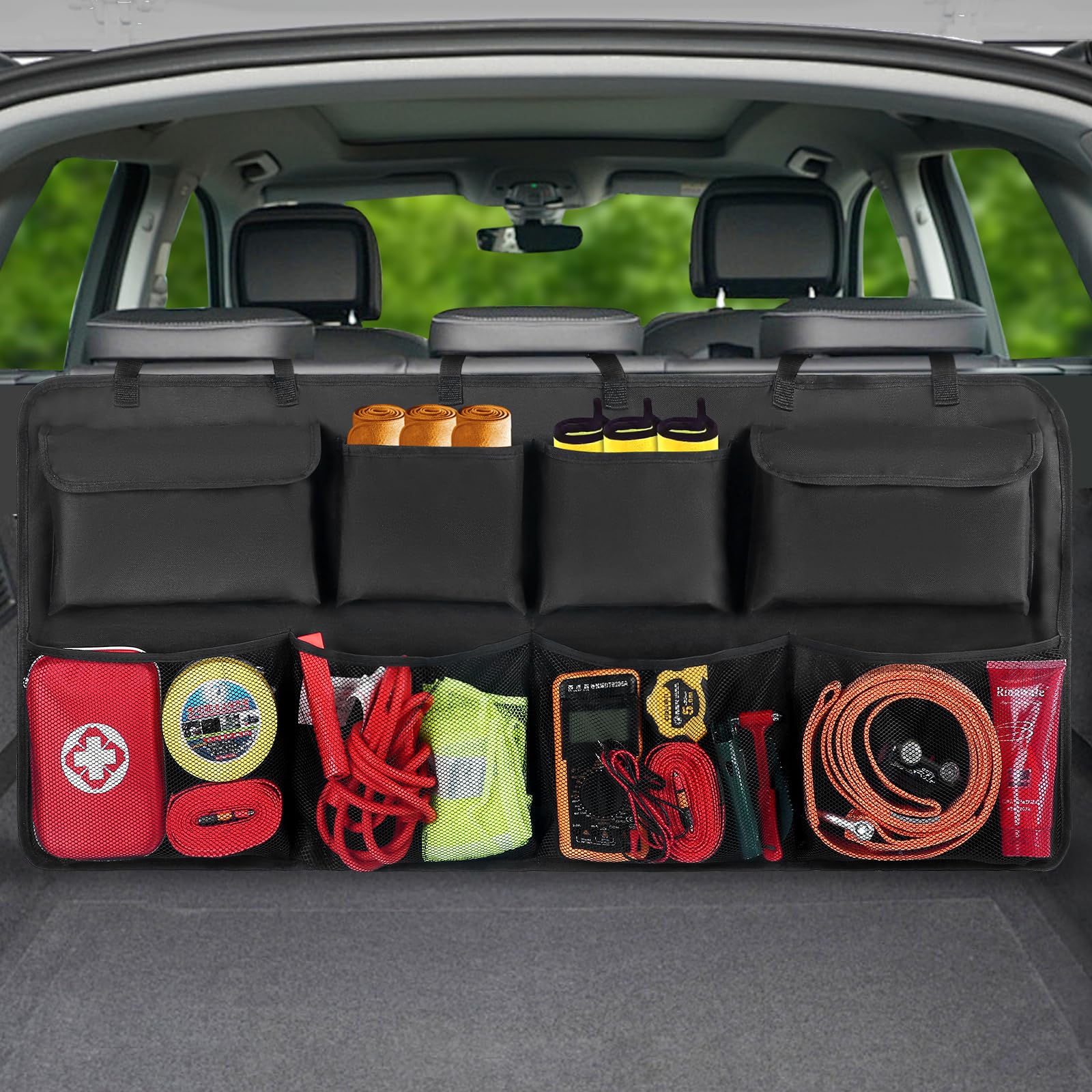 Snuopfy Auto Kofferraum Organizer, Mit 8 Großen Kofferraum Auto Aufbewahrungstasche, Zusammenklappbar Kofferraum Organizer, Kofferraum-Organizer für SUV, LKW, Van – Ihre Platzsparexperten Exper Angebot bei HelloDeals